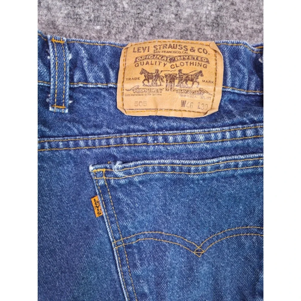 Vintage 90s Levi's 505 Jeans Mens 46x30 Blue Orange Tab Made in USA Regular Fit